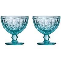 Premier Housewares Fleur Sundae Dishes Glass, 250ml, Set of 2, Blue, 11 x 11 x 11 cm