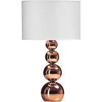 Premier Housewares Cameo Touch Lamp 4 Graduated Copper Effect Orbs with White Shade