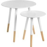 Premier Housewares Round Small Set of 2 Side Table MDF White Side Table Narrow Side Table White Table Small Outdoor Table H48 x W48 x D48