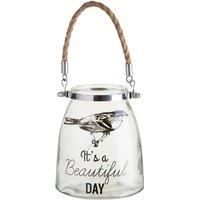 Premier Housewares "Beautiful Day" Glass Lantern with Rope Handle