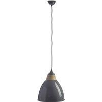 Premier Housewares Oslo Large Pendant Light in Iron/Wood  Grey