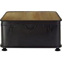 Orsina Square Coffee Table with Storage, Square Wood Coffee Table, Coffee Table Trunk, Industrial Coffee Table in Black