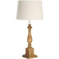 Premier Housewares Candle Table Lamp with Wooden Base and White Shade, Wood, E27, 40 W