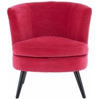 Interiors by PH Round Plush Armchair Pink Cotton Velvet Birchwood Legs