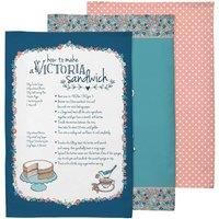 Premier Housewares Pretty Things Tea Towels - Set of 3, Multi-Coloured