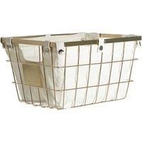 Premier Housewares Wire Storage Basket with Cotton Lining  Gold