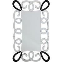 Orsina Modern Black & Silver Scroll Design Wall Mirror, Abstract Wall Mirror, Versatile Decorative Hallway Mirror