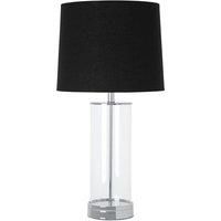 Interiors By Premier Table Lamp - Glass/Chrome Metal/Black Fabric Shade
