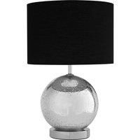 Naomi Table Desk Lamp Chrome Glass Base Black Fabric Shade Contemporary Light