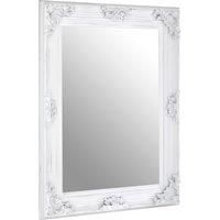 Premier Housewares Rectangular Wall Mirror/Classic Mirrors For Bathroom/Bedroom/Garden Walls Fancy Wall Mounted Mirrors For Hallway With White Finish W84 X D7 X H113cm.