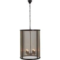 Premier Housewares Hampstead Large Pendant Light in Iron with Gauze  Antique Black/Gold Finish