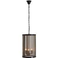 Premier Housewares Hampstead Small Pendant Light in Iron with Gauze  Antique Black/Gold Finish