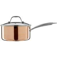 Premier Housewares Minerva Saucepan Copper Cooking Pots And Pans Sets Non Stick Kitchen Glass Stainless Steel Cookware Pasta Saucepan Pan Set 39cm