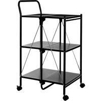 Premier Housewares Folding Kitchen Trolley, Plastic/Powder Coated Metal, Black