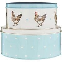 Premier Housewares 507475 Mrs Henderson Cake Tins, Galvanised Steel, Green/Cream, Set of 2 23 x 23 x 10 cm