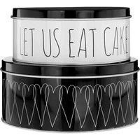 Set of 2 Round Heartlines Cake Pan Baking Bake Tray Tins Wedding Party Storage