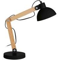 Highly Manoeuvrable Blake Table Lamp Black Base With Wooden Stalk 1.5m Long Cable With on/off Switch