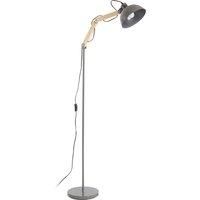 Premier Housewares Blair Floor Lamp in Wood & Metal - Grey