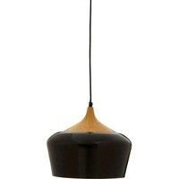 Interiors By Premier Pendant Light - Metal/Wood and Black