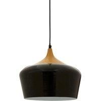 Interiors By Premier Pendant Light - Metal/Wood and Black