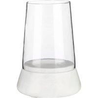 Premier Housewares Sena Hurricane Candle Holder - White Marble/Glass