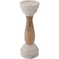 Premier Housewares Sena Candle Holder - Marble/Mango Wood White
