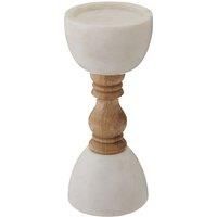 Premier Housewares Sena Candle Holder With Decorative Stem - Marble/Mango Wood White