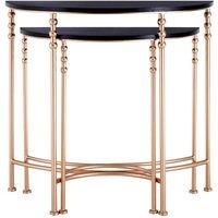 Interiors By PH Set Of 2 Console Tables Half Round Metal With Mdf Top
