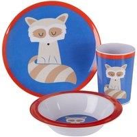 Premier Housewares Mimo Kids Ralph Raccoon Dinner Set, Melamine, Multicoloured, 11x28x25