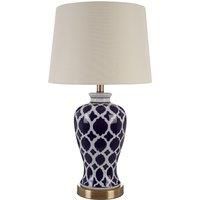 Premier Housewares Paloma Table Lamp in Blue Ceramic Base with Metal Stand