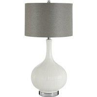 Premier Housewares Pandora Table Lamp in White Ceramic with Grey Shade