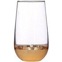 Premier Housewares Horizon Highball Glasses, Clear/Gold, 8 x 8 x 15 cm