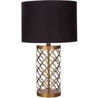 Premier Housewares Lexis Table Lamp with Copper Lattice Body & Black Shade