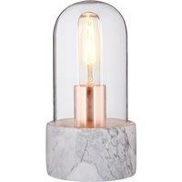 Lamonte Bell Lamp, 24cm Clear Glass Cloche, Grey Marble Base