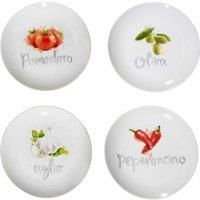 Premier Housewares Italia Antipasti Plates, Set of 4, Porcelain, White, 19 x 19 x 2.3 cm