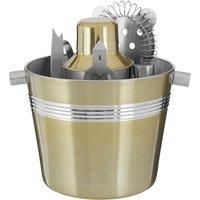 Premier Housewares 0507499 Bar Set, Brushed Finish, 7-Piece, Stainless Steel, Brass