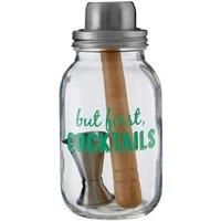 Premier Housewares But First Cocktails Jar, Stainless Steel, 9 x 9 x 20 cm, 3-Piece