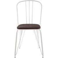 District High Back Chair White Metal Elm Wood Industrial Style Home Furniture