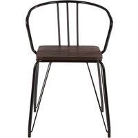 District Arm Chair Black Metal and Elm Wood Living Room Home Furniture