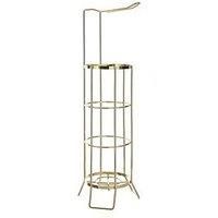 Champagne Gold Free Standing Bathroom Toilet Roll Holder Stand Rack Holds Extra