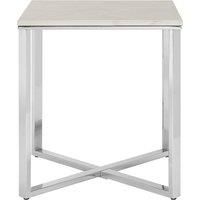 Orsina Square Black Faux Marble End Table, Gold Toned Bedside Table With Metal Legs, Accent Table For Practical Use in Silver