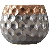 Premier Housewares Galaxy Planter Ceramic Cachepot Metallic, Silver Copper