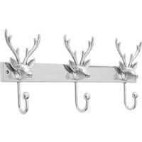 3 Hook Stag Head Hanger Classic Stag Motif Polished Finish Brand New