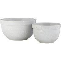 Premier Housewares Fruit Bowls Mixing Bowl Ceramic Pasta Bowls Mixing Bowls For Baking Salad Bowls Set Of 2 White 10h x 16w x 16d+12h x 22w x 22d