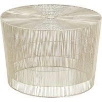 Orsina Silver Small Cage Round Table, Iron Strips Coffee Table, Durable End Side Table for Indoor, Outdoor Spaces