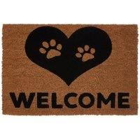 Premier Housewares Paw Heart Doormat - Natural