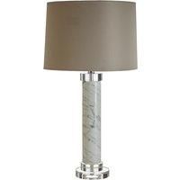 Premier Housewares Ursina Table Lamp with Marble Base & Grey Fabric Shade