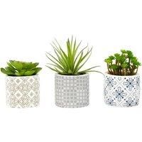 Interiors By Ph Set Of 3 Faux Succulents Henna Ceramic Pots