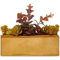 Premier Housewares Mixed Faux Succulents in Ceramic Gold Pot