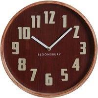 Premier Housewares Wall Clock, Glass, Wood, Red